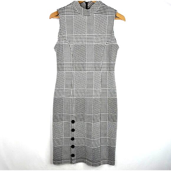 Sharagano Houndstooth Mockneck Wiggle Dress 4 - Picture 2 of 9
